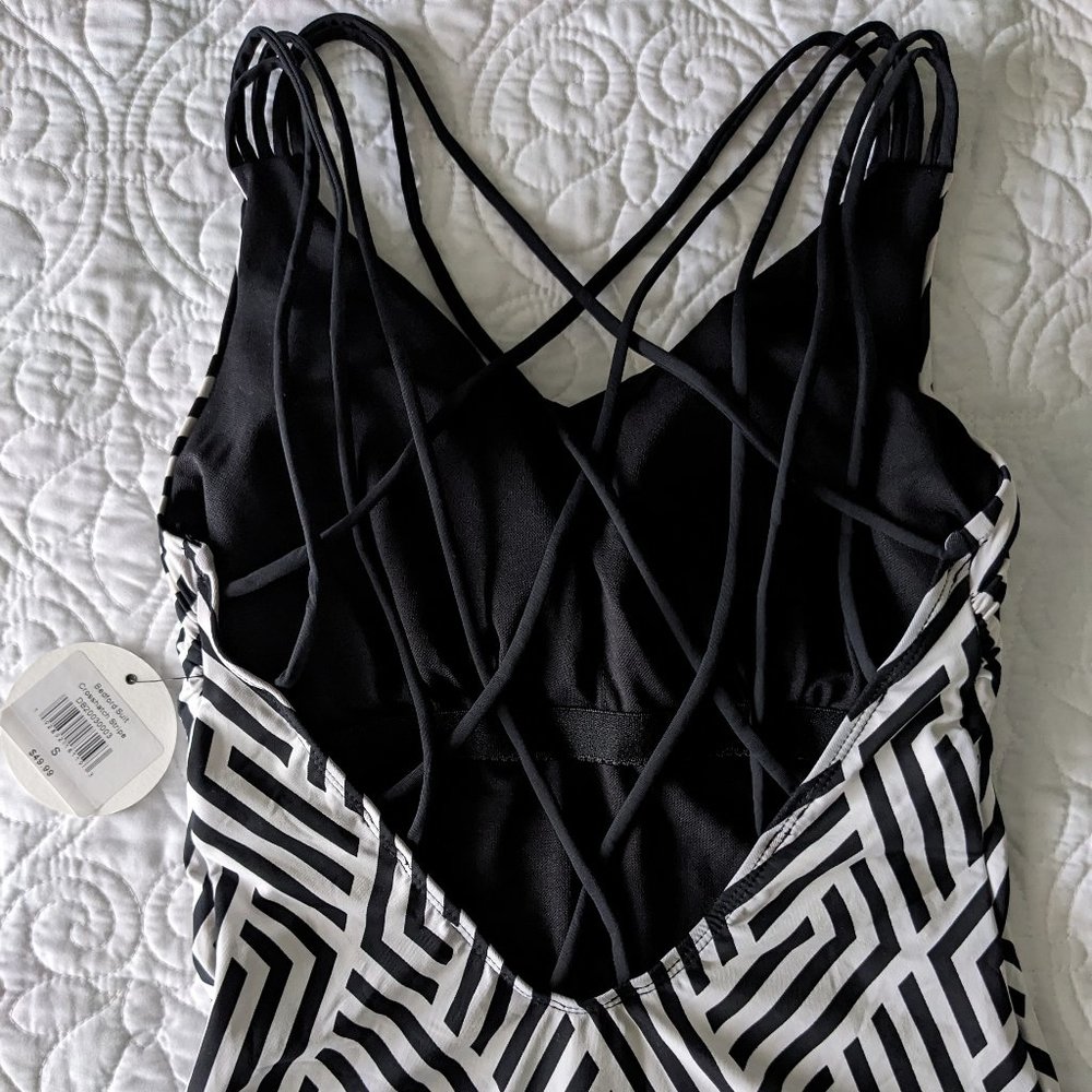 DOWNEAST "Bedford" Geometric Swimsuit Strappy Crisscross Straps Crosshatch Small - Picture 10 of 14